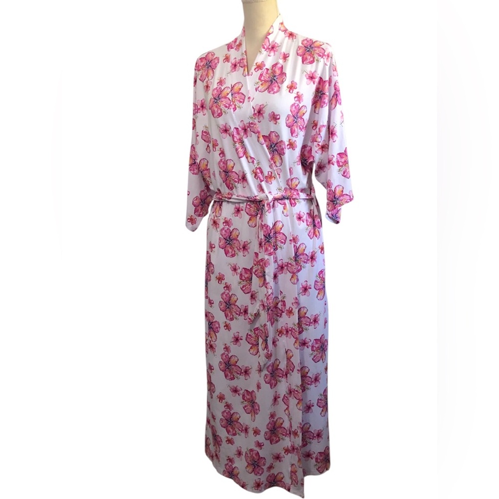 Coco Moon Hawaii Pink Floral Long Kimono Robe - Women Intimates & Sleepwear